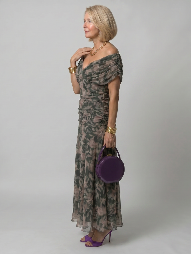 Calen | Olkaimeton Flowy Midi Mekko