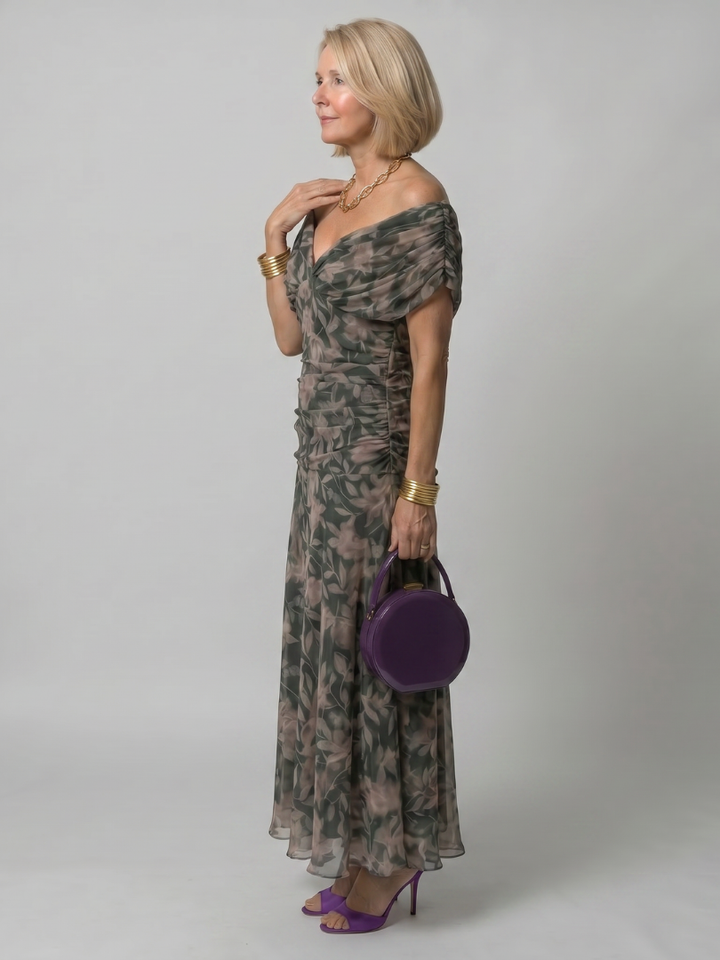 Calen | Olkaimeton Flowy Midi Mekko