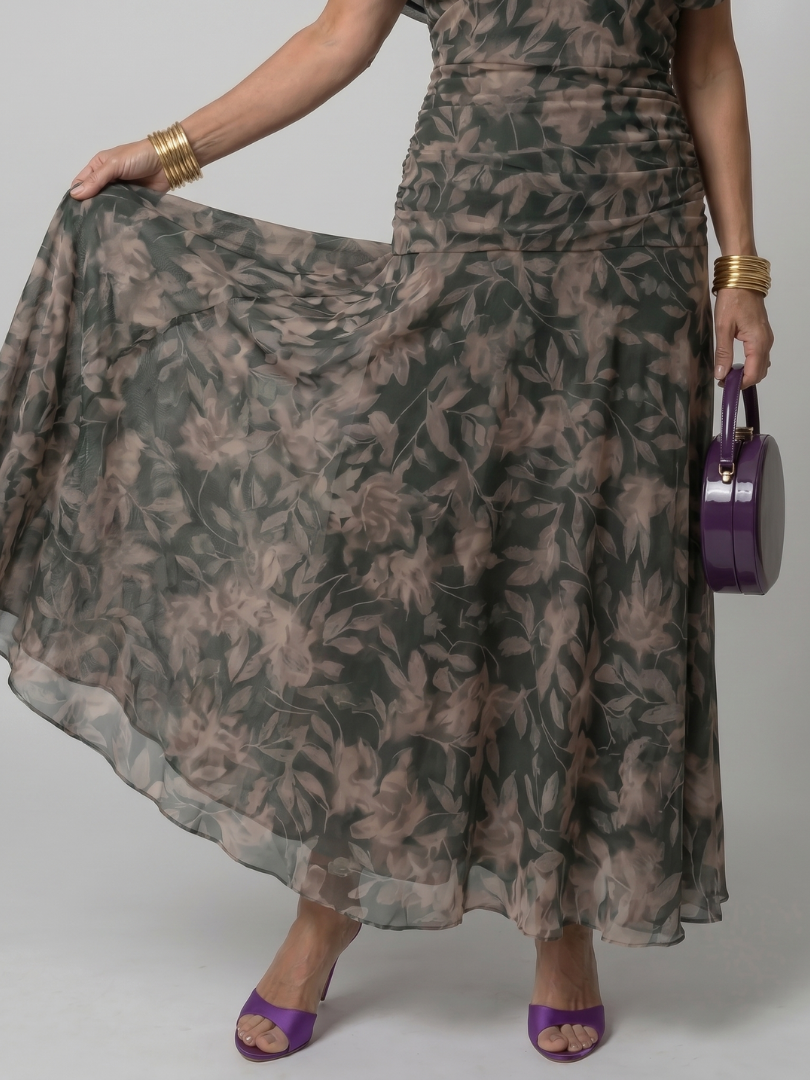 Calen | Olkaimeton Flowy Midi Mekko