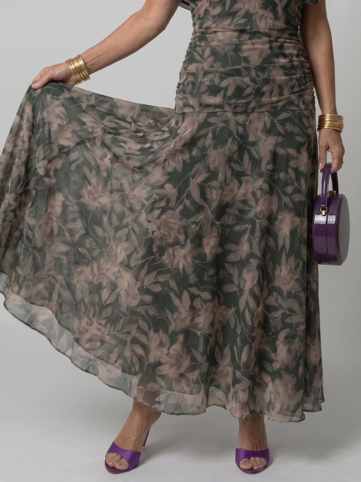 Calen | Olkaimeton Flowy Midi Mekko