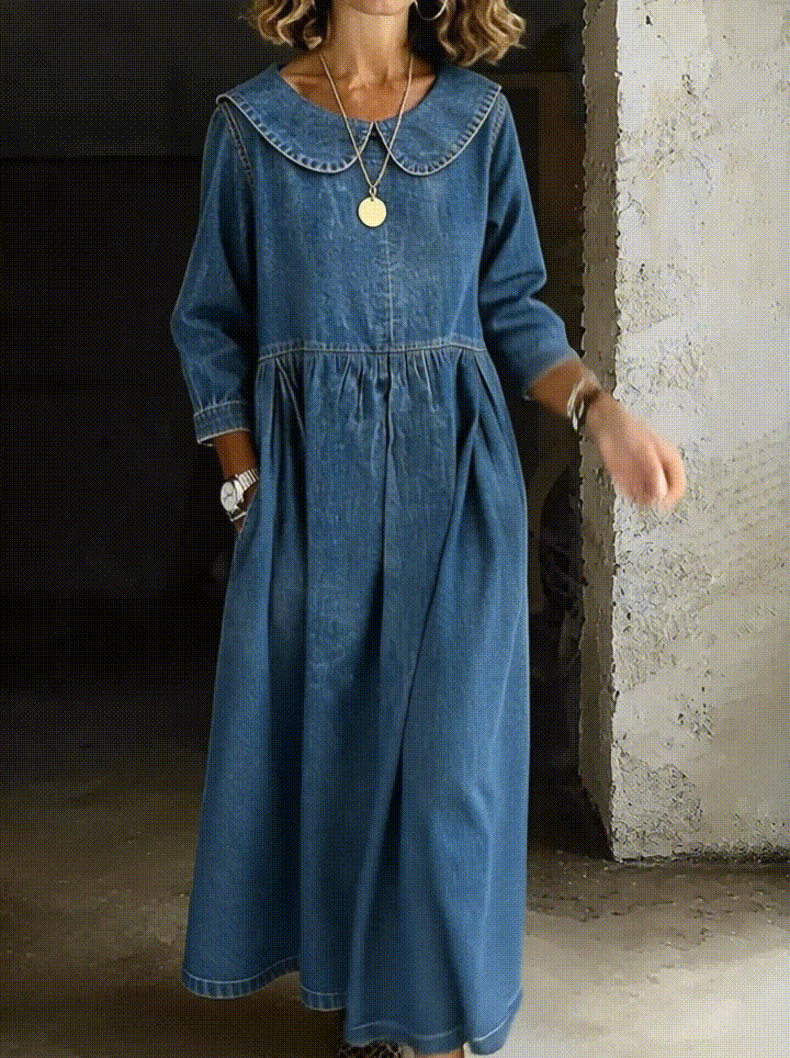 Clara | Denim-mekko Peter Pan -kauluksella