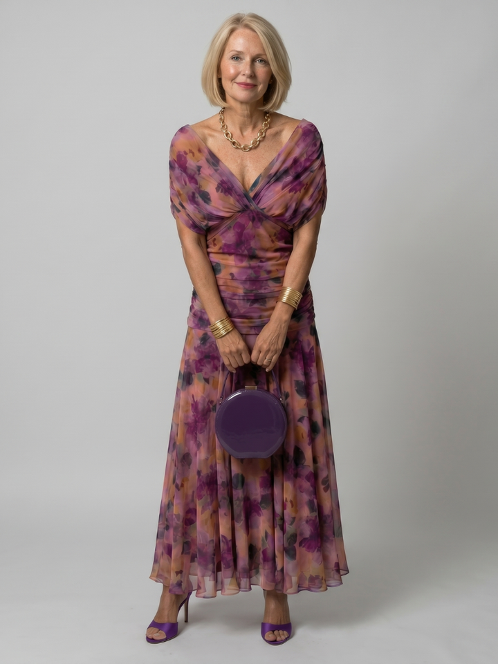 Calen | Olkaimeton Flowy Midi Mekko