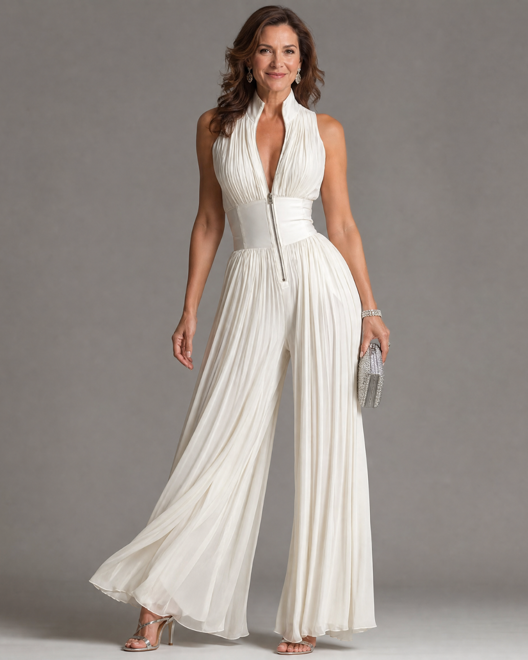 Zia | Pleatattu Halterneck Laaja Jumpsuit