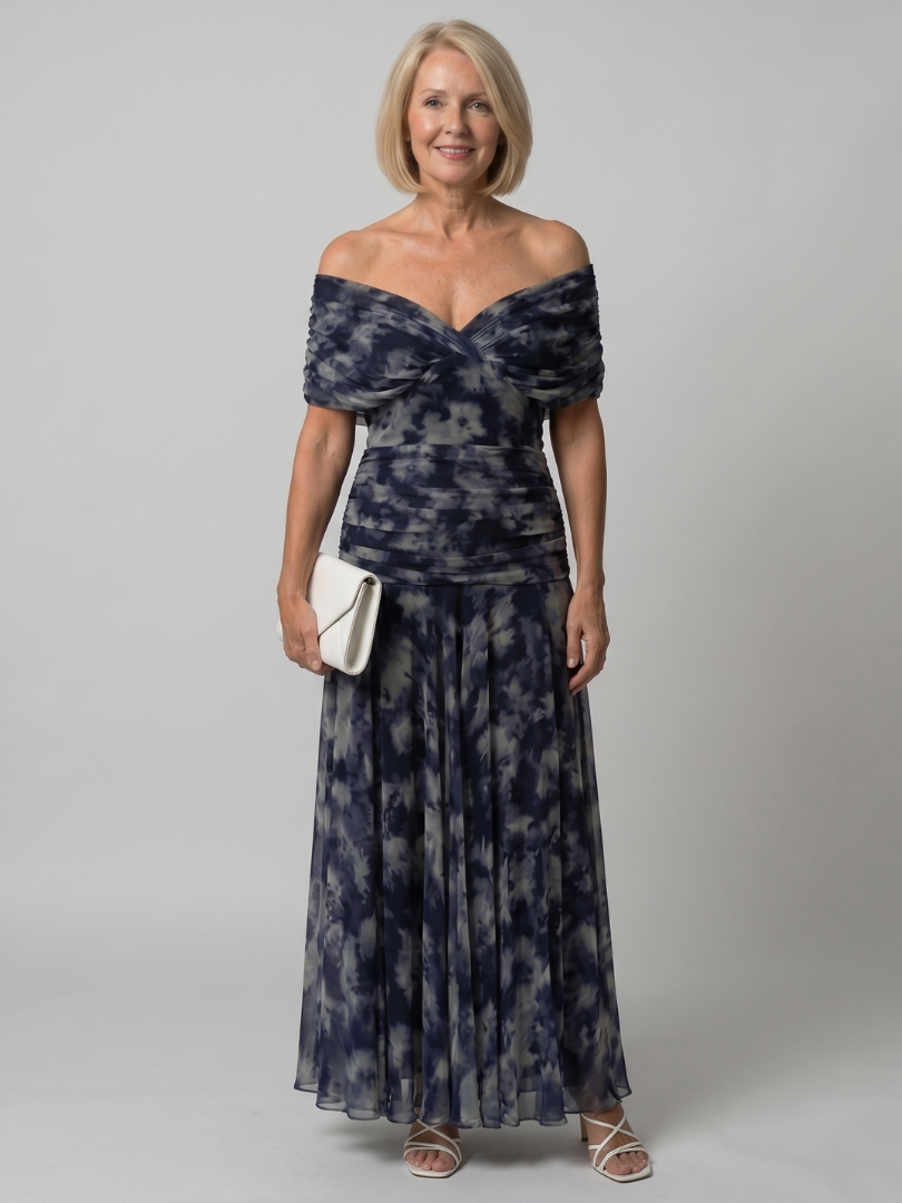 Calen | Olkaimeton Flowy Midi Mekko