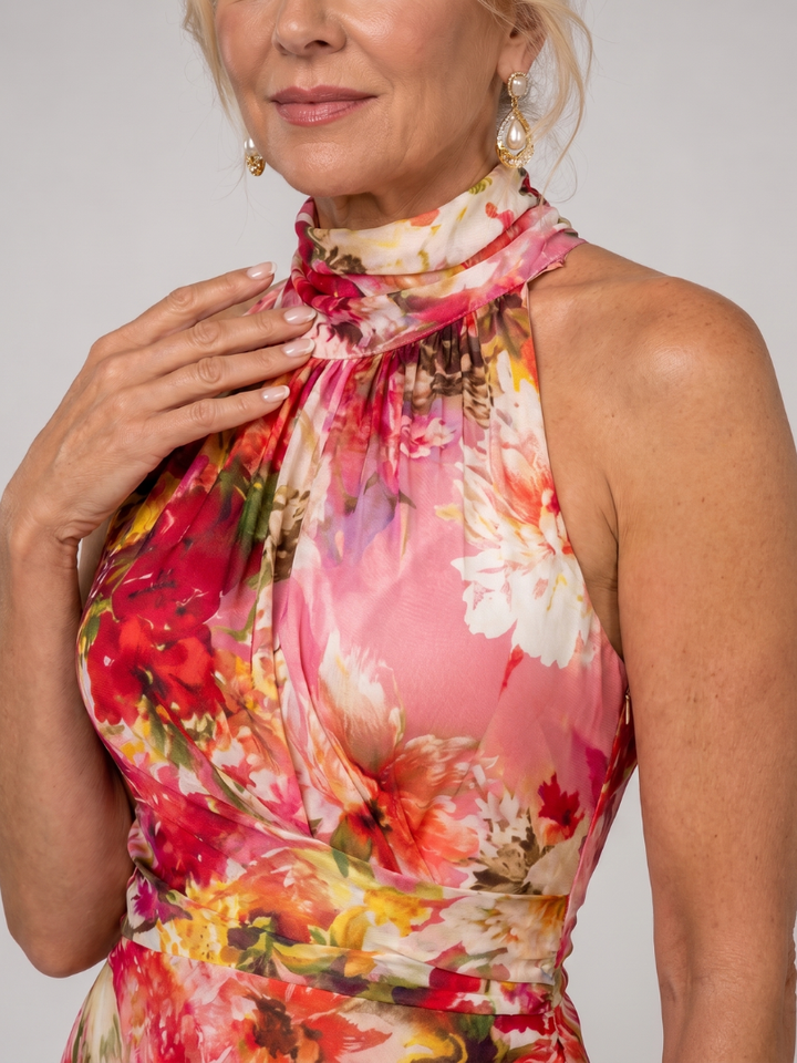 Elisabetta | Halterneck kukkakuosis maxi-mekko