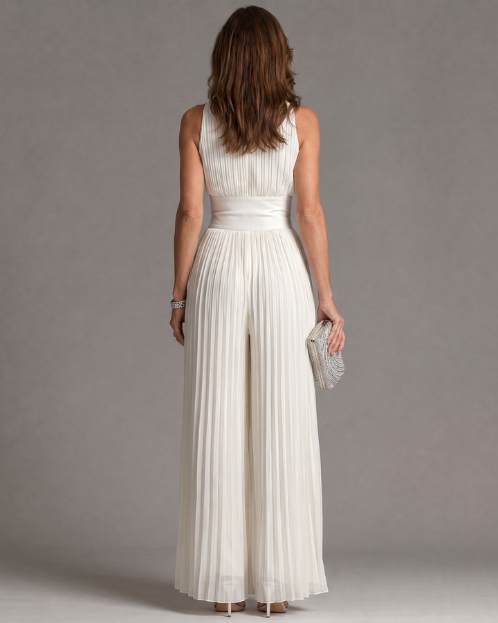 Zia | Pleatattu Halterneck Laaja Jumpsuit