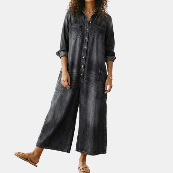 Diana | Vintage-denim-salopette pestyyn puuvillaan napilla
