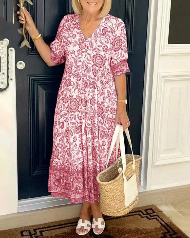 Candice | Elegantti V-kauluksellinen Kukallinen