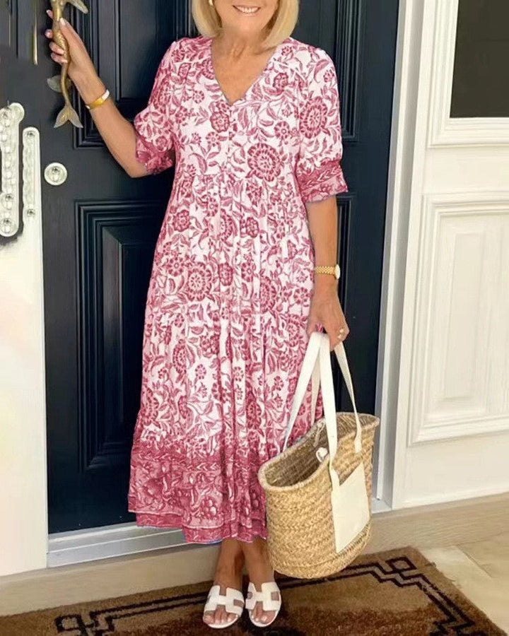 Candice | Elegantti V-kauluksellinen Kukallinen