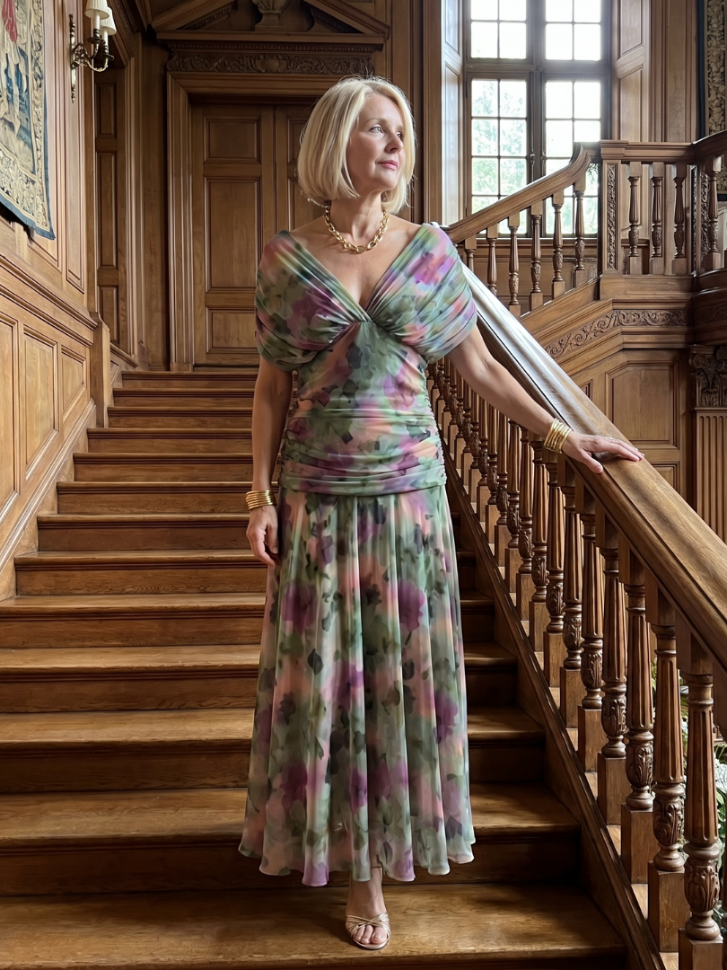 Calen | Olkaimeton Flowy Midi Mekko
