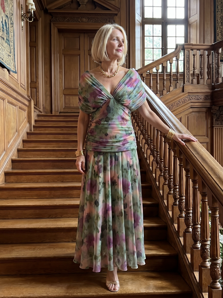 Calen | Olkaimeton Flowy Midi Mekko
