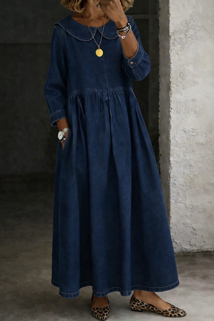 Clara | Denim-mekko Peter Pan -kauluksella