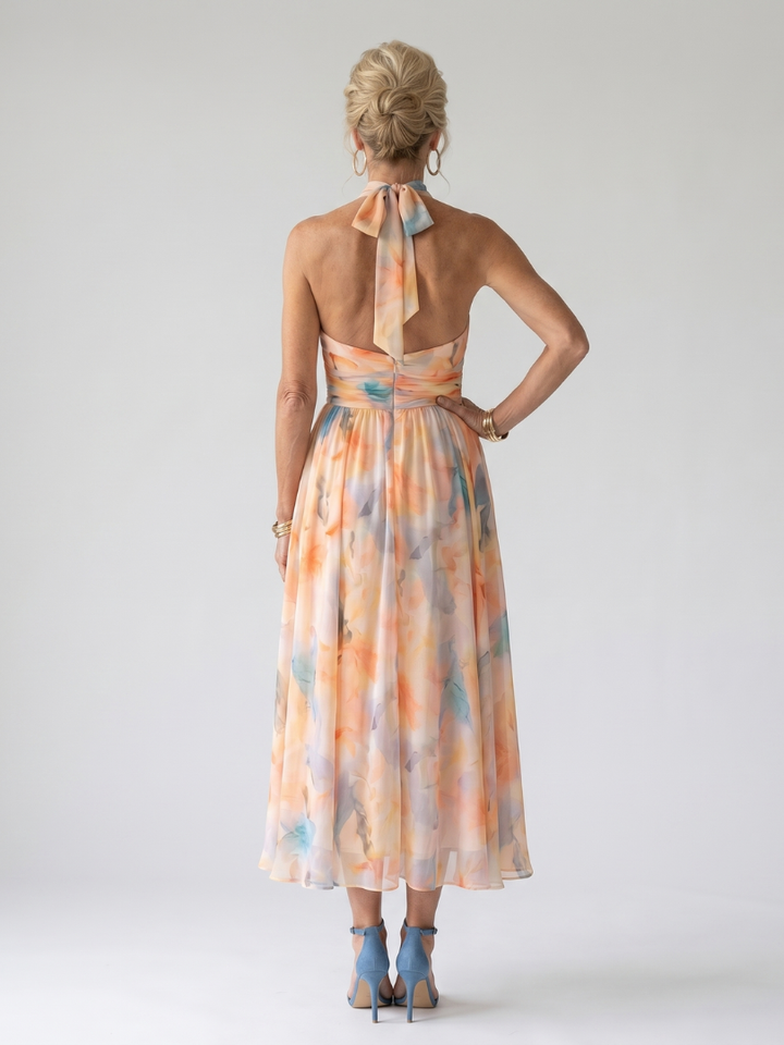 Elin | Pehmeä Halterneck Midi Mekko