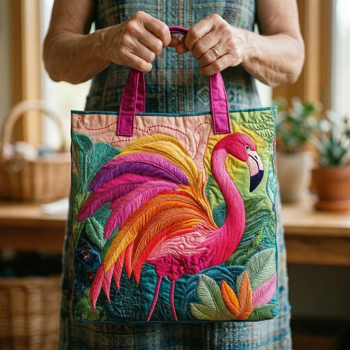 Vaatetettu Kassi - Sateenkaari Flamingo