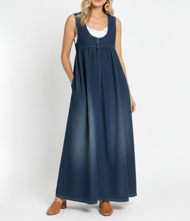 Karen | Vintage Denim Maximekko, Pehmeä ja Pestävä