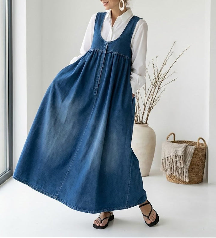 Karen | Vintage Denim Maximekko, Pehmeä ja Pestävä