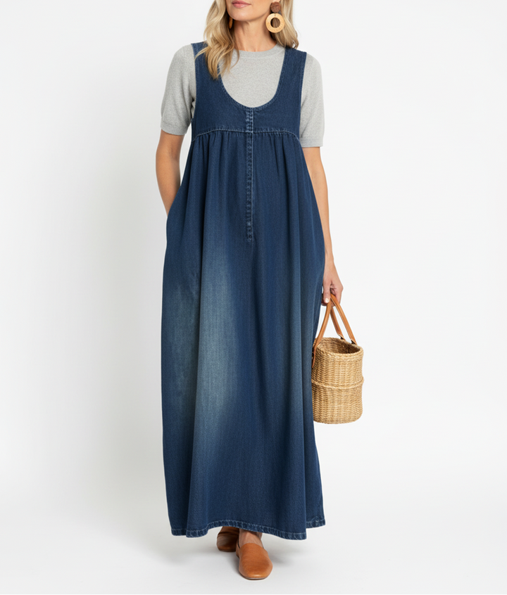 Karen | Vintage Denim Maximekko, Pehmeä ja Pestävä