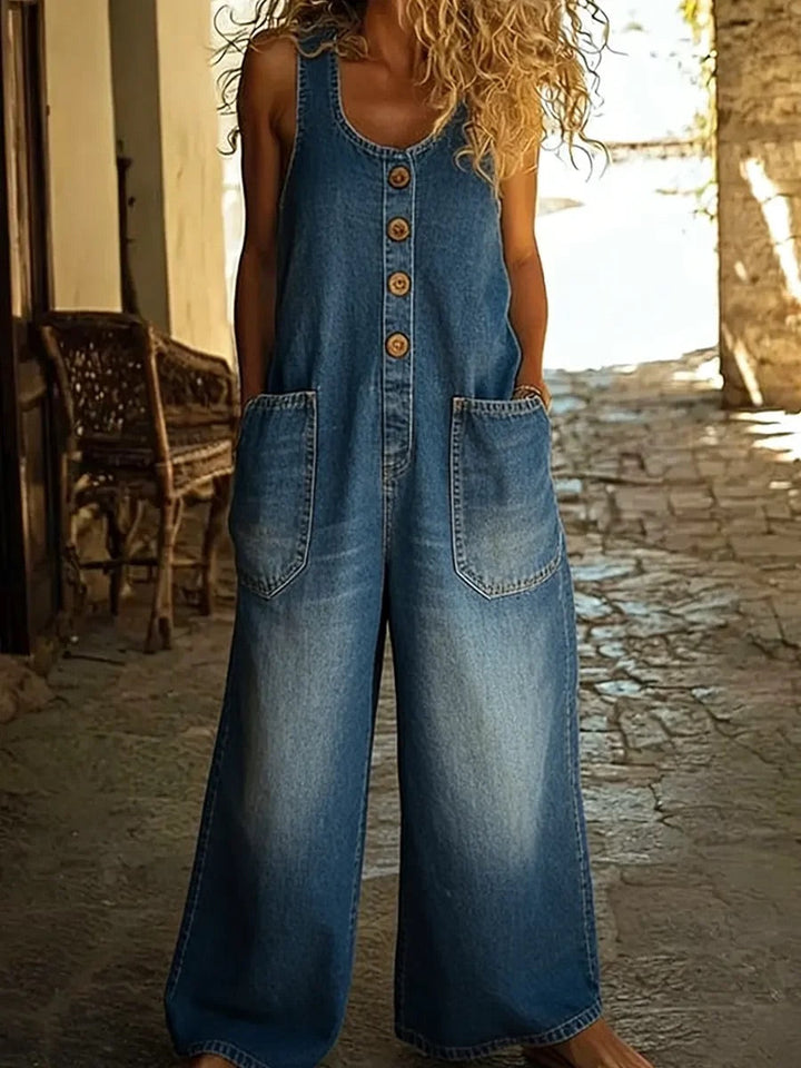 Ruth | Vintage Denim Salopette Pestynä Puuvillana
