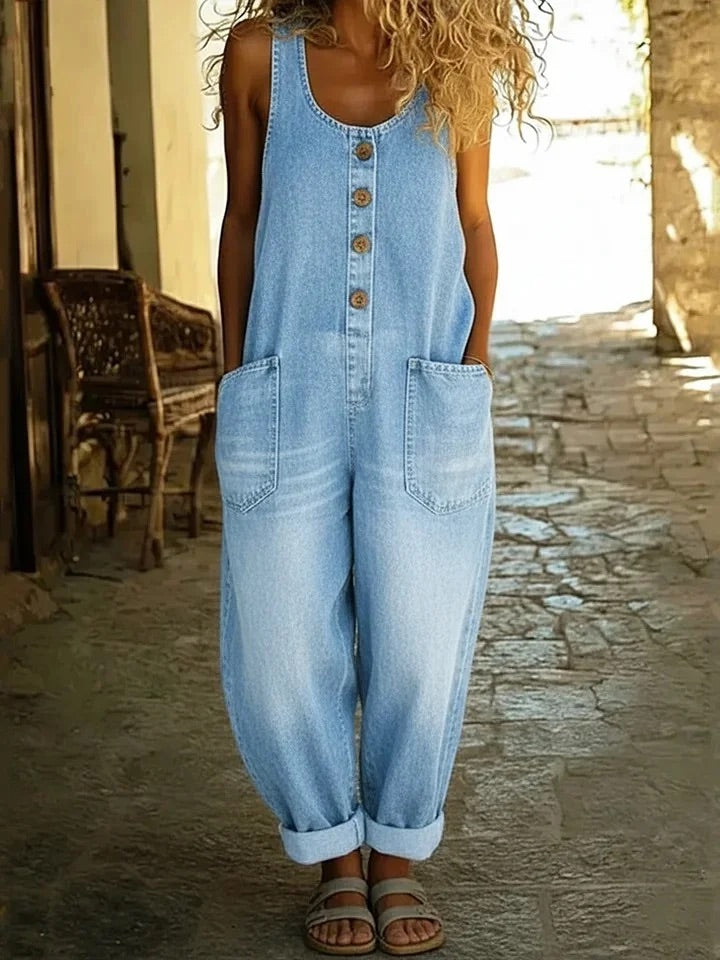 Ruth | Vintage Denim Salopette Pestynä Puuvillana